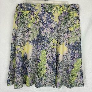 Emaline Floral Skater Skirt XL Pastel Yellow Purple Botanical Spring